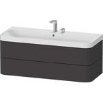 Duravit Waschtischset HAPPY D.2 PLUS 1175x490mm 2 HL graphit supermatt