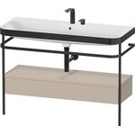 Duravit Waschtischset HAPPY D.2 PLUS 1175x490mm 2 Hahnlöcher taupe seidenmatt