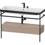 Duravit Waschtischset HAPPY D.2 PLUS 1175x490mm zwei Hahnlöcher leinen