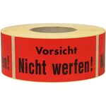 Warnetiketten Maße 145x70mm Papier rot Vorsicht Nicht werfen TRANSPAK