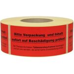 Warnetiketten Maße 145x70mm Papier rot Verpackung u. Inhalt auf Beschäd. prüfen