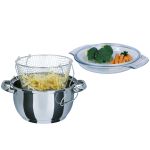 GSW Frittiertopf 3 l Ø22cm Edelstahl mit Glasdeckel und Frittiereinsatz