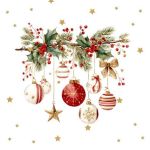 TI-FLAIR  Serviette 33x33Branche Festive - 12 VPE