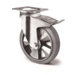 Schwerlastlenkrolle D.250mm Trgf.500kg Festst.Elastikgummi Bau-H.295mm TECWERK