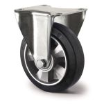 Schwerlastbockrolle D.125mm Trgf.300kg Elastikgummi Bau-H.164mm TECWERK
