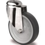Lenkrolle D.100mm Trgf.100kg Rückenloch PP Gleitlager VA TPE grau TECWERK