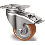 Lenkrolle D.100mm Trgf.250kg m.Festst.PU Platte L100xB85mm Rl.braun TECWERK