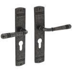 Langschildschildgarnitur Helena Zamak F77 Grau PZ 72mm DIN L/R INTERSTEEL