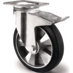 Schwerlastlenkrolle D.125mm Trgf.300kg Festst.Elastikgummi Bau-H.164mm TECWERK