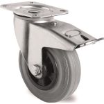Lenkrolle m.Festst.D.160mm Trgf.135kg m.Platte Rollenlager VG grau TECWERK