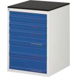 Schubladenschrank BK 650 H820xB580xT650mm lichtgrau/blau 6Schubl.Einfach.TECWERK
