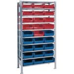 Steckregal H2000xB1000xT500mm Grundregal 10 Stahlbd.14xMK2Z blau,13xMK2Z rot TW