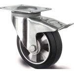 Schwerlastlenkrolle D.200mm Trgf.500kg Festst.Elastikgummi Bau-H.245mm TECWERK
