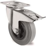 Lenkrolle m.Festst.D.100mm Trgf.75kg m.Platte Rollenlager VG grau TECWERK