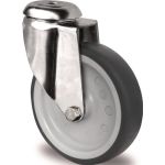 Lenkrolle D.125mm Trgf.100kg Rückenloch PP Gleitlager VA TPE grau TECWERK
