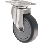 Lenkrolle D.50mm Trgf.50kg m.Platte Gum.grau TECWERK