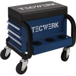 Werkstattrollsitz m.Rl.u.Ablage Kunstlederpolster blau/schwarz TECWERK