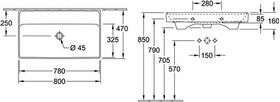 V&B Schrankwaschtisch COLLARO 800x470mm o ÜL ohne HL we