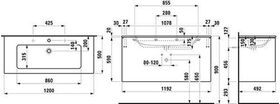 Laufen Waschtisch PRO S BASE m WTU 2 Schubl. 1200x500mm 2 HL-Ausf. Ve