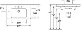 V&B Schrankwaschtisch SUBWAY 2.0 800x470mm, mit ÜL we C+