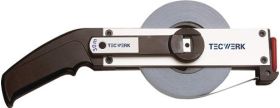Rahmenbandmaß L.50m Bandbr.13mm Bcm EG II Alu.weiß Stahlmaßband TECWERK