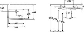 V&B Aufsatzwaschtisch O.NOVO 55x46cm o HL o ÜL we AntiBac C+