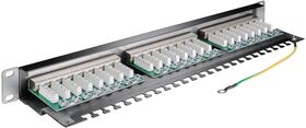 CAT 6 19-Zoll (48,3 cm) Patch Panel, 24 Port, (1 HE), Schwarz- VPE: 1