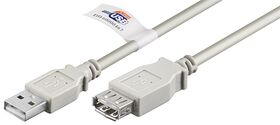 USB 2.0 Hi-Speed-Verlängerungskabel mit USB Zertifikat, Grau, 5m- VPE: 1