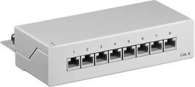 CAT 6 Mini/Desktop Patch Panel, 8 Port, (1 HE), Grau- VPE: 1