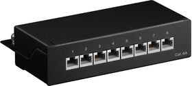 CAT 6a Mini Desktop-Patchpanel, 8 Port, (1 HE), Schwarz- VPE: 1