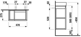 Laufen Waschtischunterbau LAUFEN PRO A 480x580x275mm Seitenablage links wenge