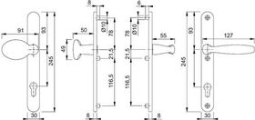 Profiltürgarnitur NY 76G/3346/1810 Alu.F9016 PZ f.TS 67-72mm HOPPE