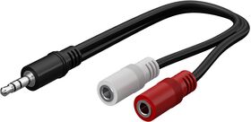 Audio Y-Kabeladapter 3,5 mm, 1x Stecker 2x Buchse mono, 0.2m- VPE: 1