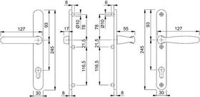 Profiltürgarnitur NY 099KH/3346/1810 Alu.F1 PZ f.TS 67-72mm HOPPE