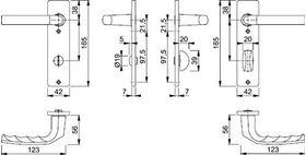 Kurzschildgarnitur Birm.1117/202KP/AP Alu.F1 SK/OL eck.Drückergrt.HOPPE