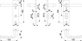 Kurzschildgarnitur Birm.1117/202KP Alu.F1 SK/OL eck.Drückergrt.HOPPE