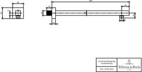 V&B Regenbrausearm UNIVERSAL SHOWERS 58x408x58mm Wd-mon eckig matt black