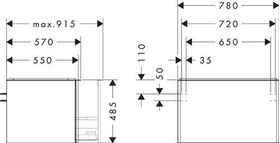 HG Waschtischunterschrank Xelu Q 780x485x550mm diamantengr ma Gri mweiß
