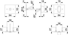 Schlüsselrosetten-Paar E847NS VA F69 Schildst.2mm SK/OL rechteck.HOPPE