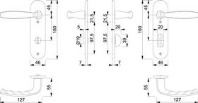 Kurzschildgarnitur NY 1810/273KP Alu.F1 SK/OL rd Drückergrt.HOPPE