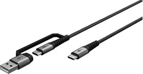 2in1 USB-Textilkabel, spacegrau/silber, 2 m, 2m- VPE: 1