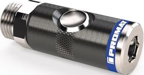 Druckknopf-Sicherheitskupplung DN 7,4,drehb.Alu.Gew.G 3/8 AG Zoll 9mm PROMAT