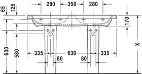 Duravit Doppel-Waschtisch DURASTYLE m ÜL HLB 1300x480mm 3 Hahnlöcher weiß WG