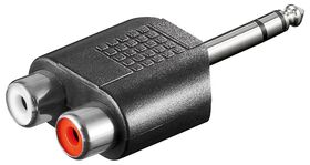 Cinch Adapter, stereo Buchse zu AUX Klinke 6,35 mm Stecker, Klinke6,35mmBuchse(3-Pin,stereo)- VPE: 10