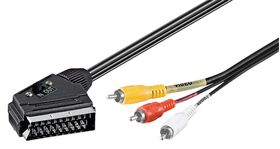 Adapterkabel, Scart zu Composite Audio Video, IN/OUT, 2m- VPE: 1