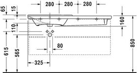 Duravit Möbelwaschtisch P3 Comforts Be li m ÜL HLB 1250x500mm o HL weiß