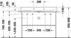 Duravit Waschtisch DURASQUARE o ÜL m HLB geschli 1000x470mm o HL weiß