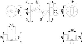 Schlüsselrosetten-Paar E849NS VA F69 Schildst.2mm SK/OL rd.HOPPE