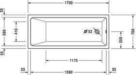 Duravit Whirlwanne VERO AIR 1700x700 Einbauversion 1 RS we Air-Sys.
