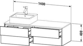 Duravit Waschtischunterbau XSQUARE 1400x400x548mm 4 Sk we smatt ES Ah beids